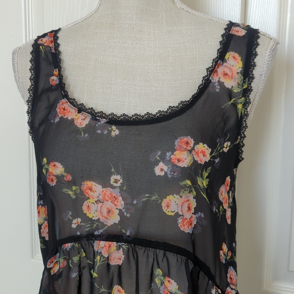Kirra Black Sheer Floral Tank - Picture 2 of 6